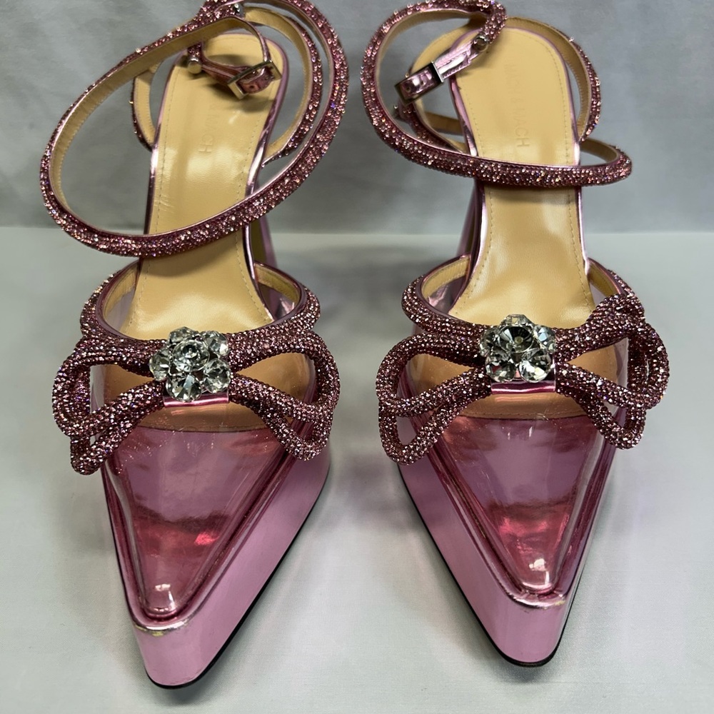 Mach & Mach Double Crystal Bow Platform Pumps - image 1